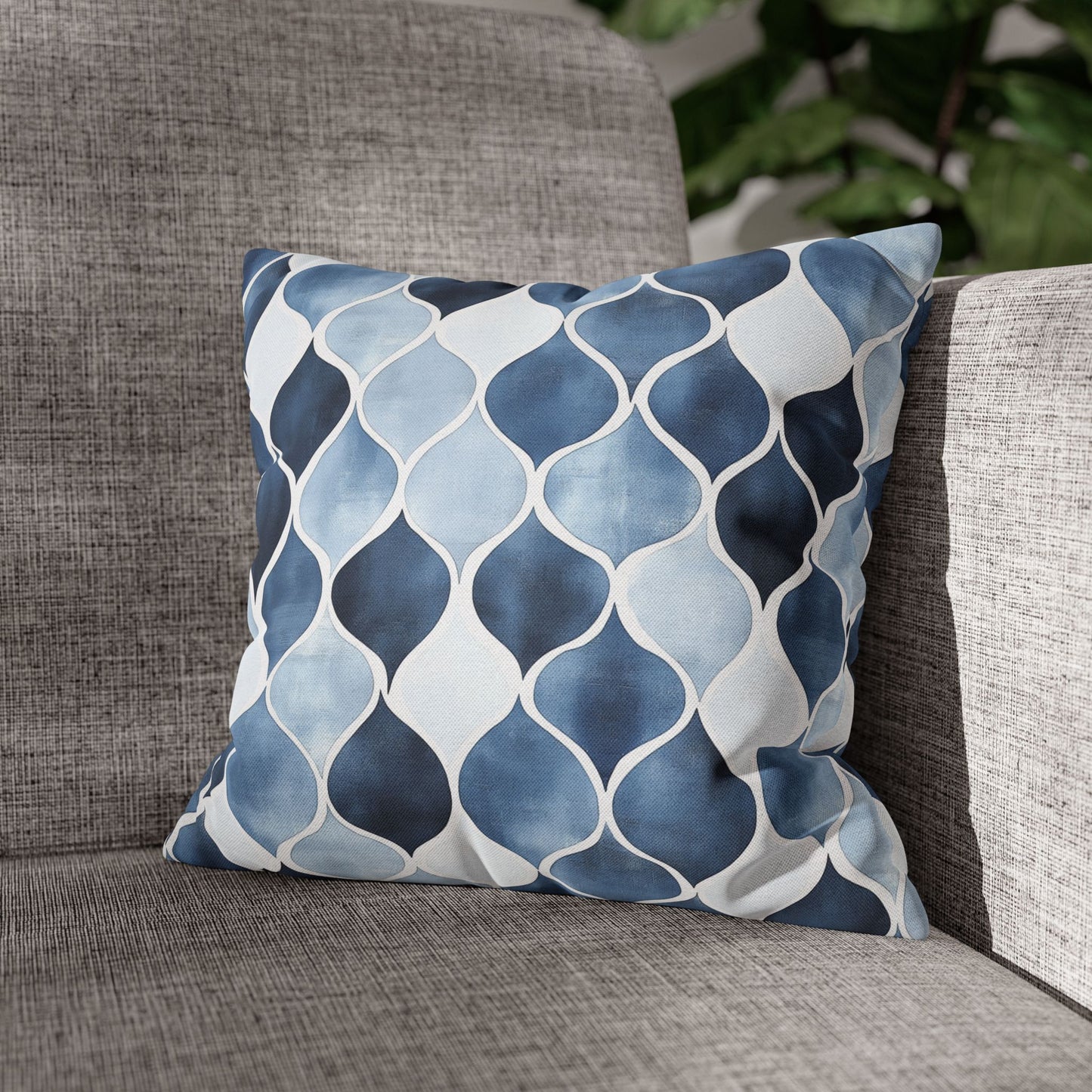 Blue Watercolor Spun Polyester Square Pillowcase Covers For Couch Pillows Seamless Pattern Pillow Covers