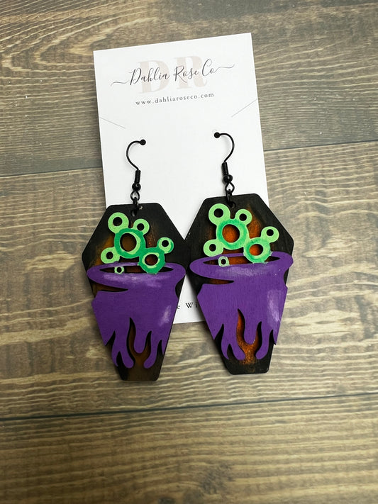 Spooky Cauldron Handmade Earrings