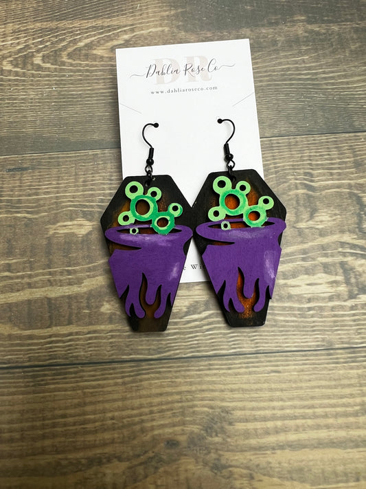 Spooky Cauldron Handmade Earrings