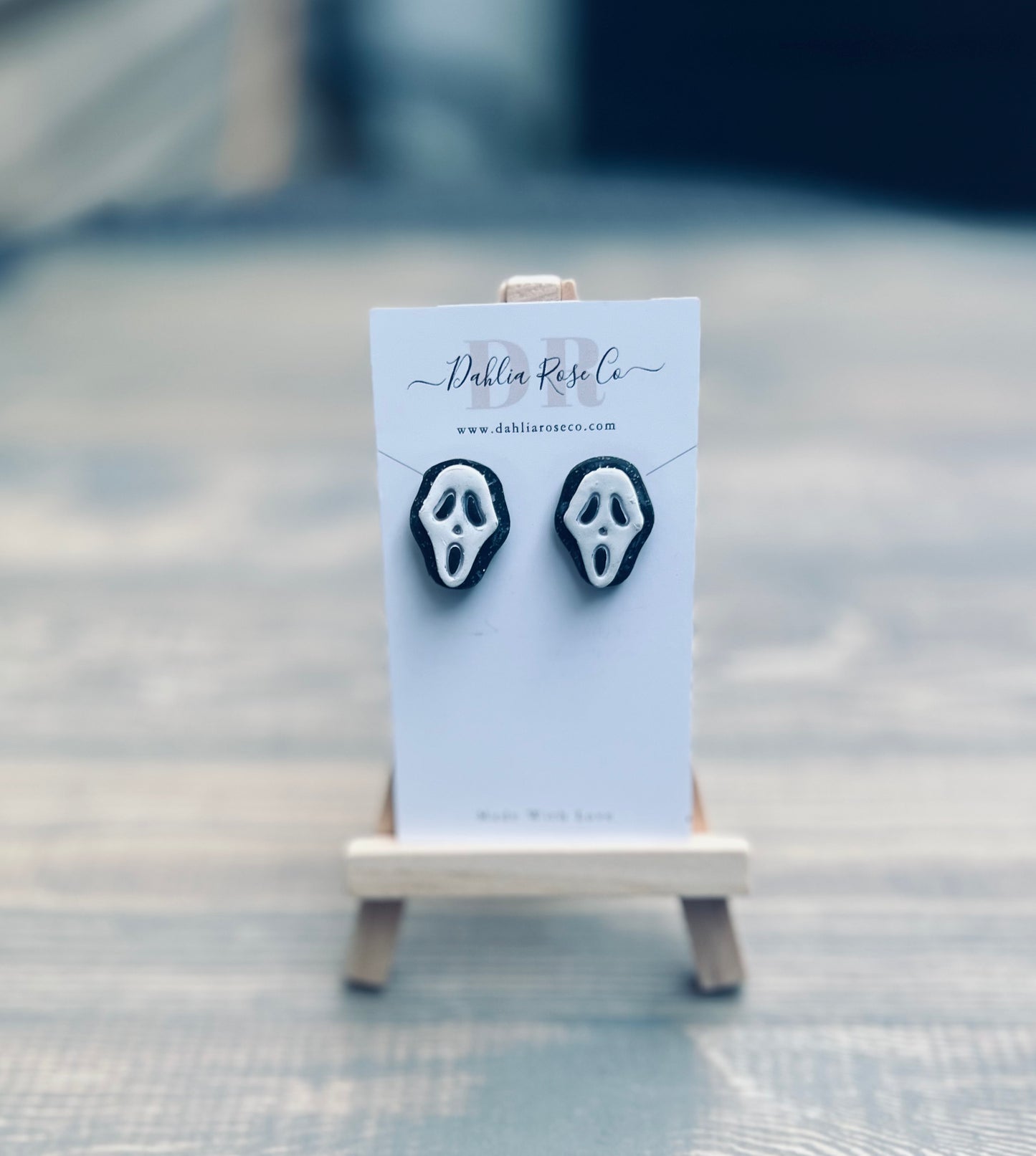 Ghost Face Handmade Clay Earrings