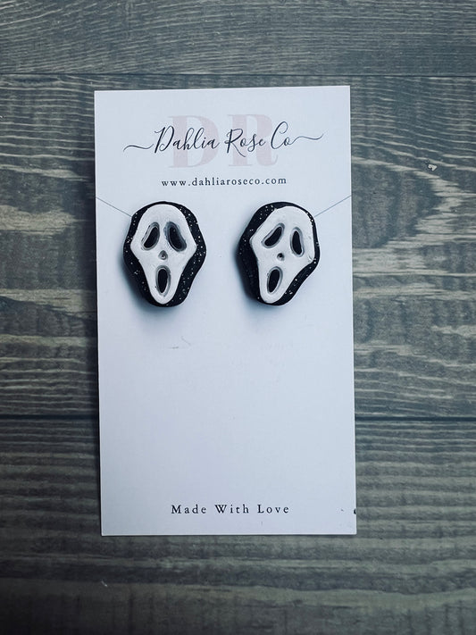 Ghost Face Handmade Clay Earrings