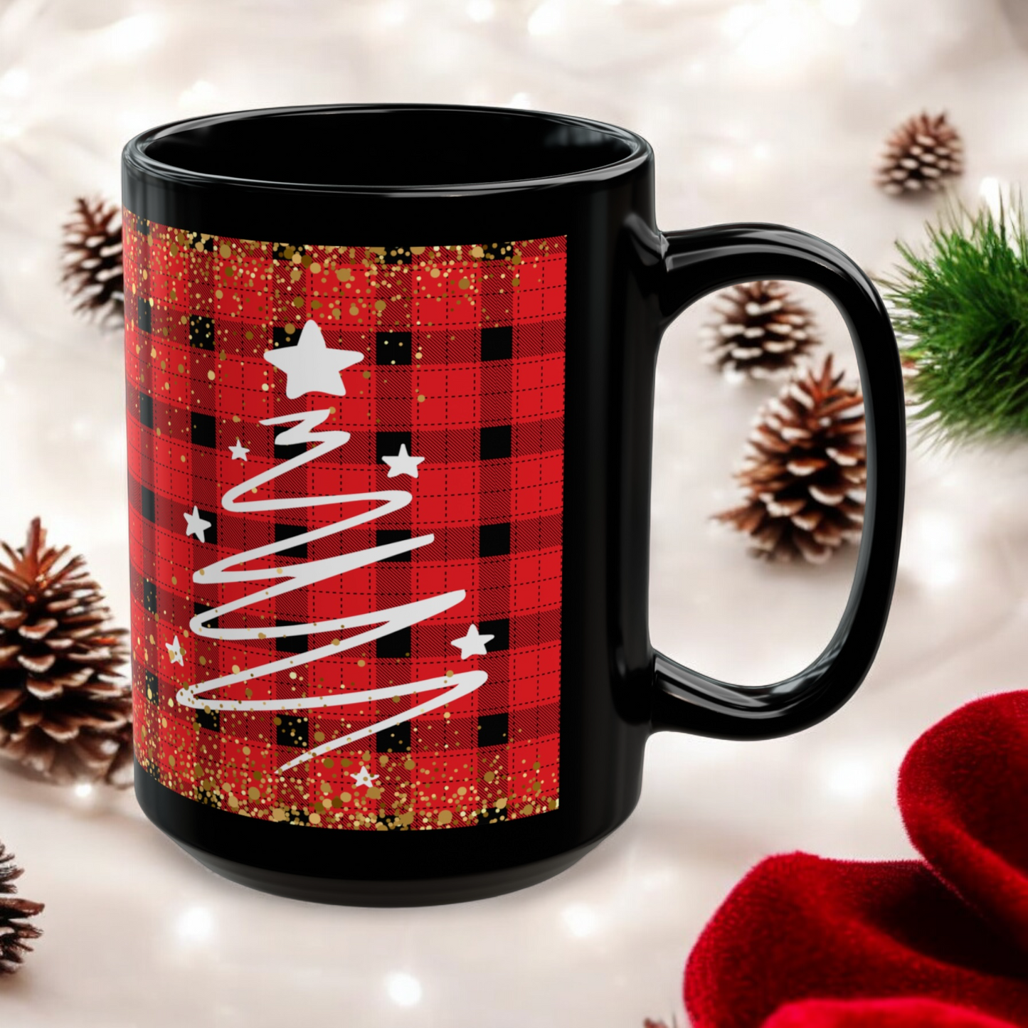 Personalized Christmas Buffalo Plaid Mug Custom Name Mug