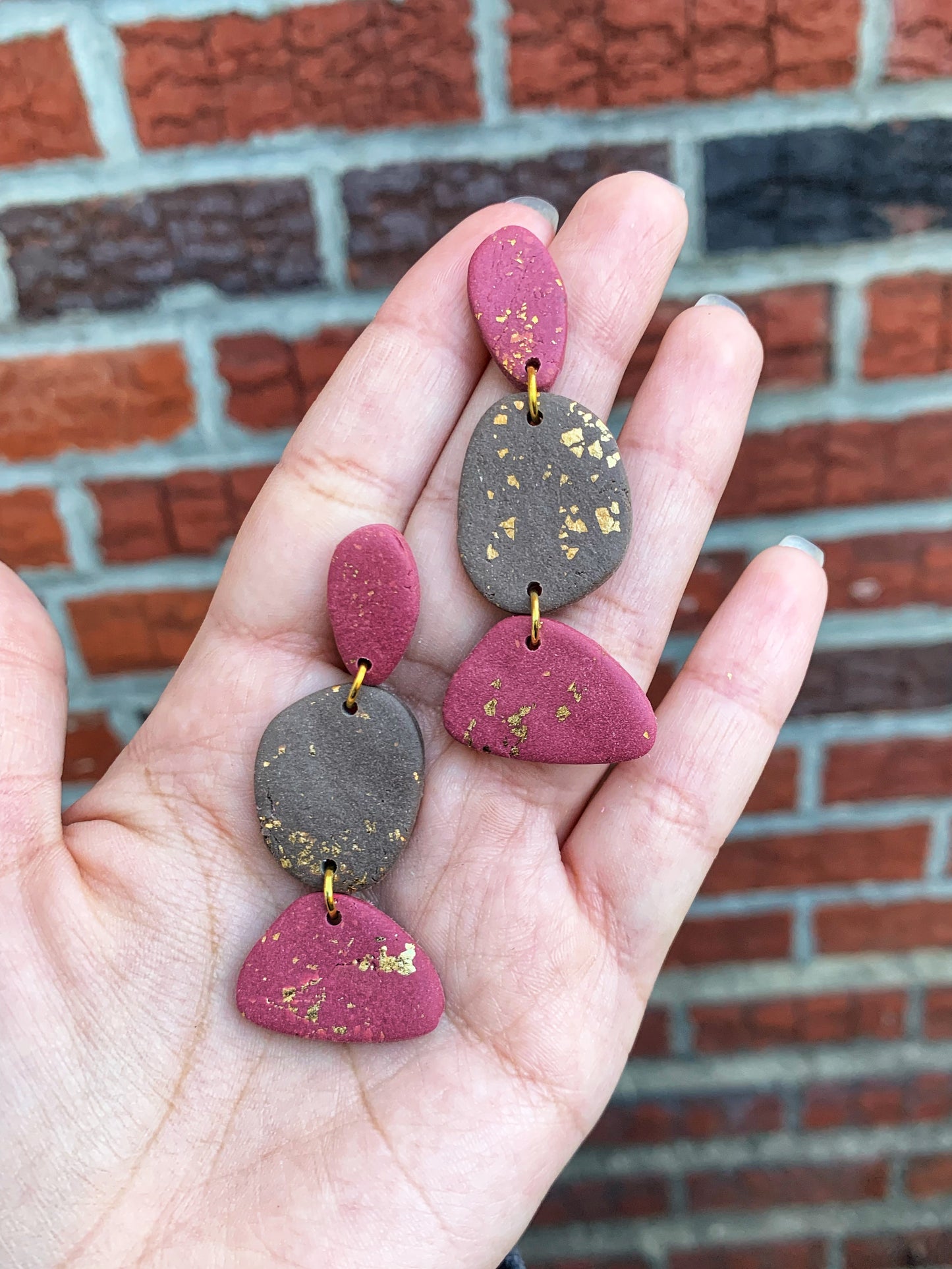 Clay Abstract Dangle Earrings