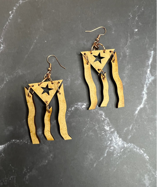 Handmade Flag Wood Earrings