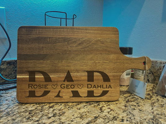 Personalized Charcuterie Cutting Board Mothers Day Gifts Custom Father's Day Gift Engraved Wood Kitchen Board Best Dad Ever Monogram or Kids' Names