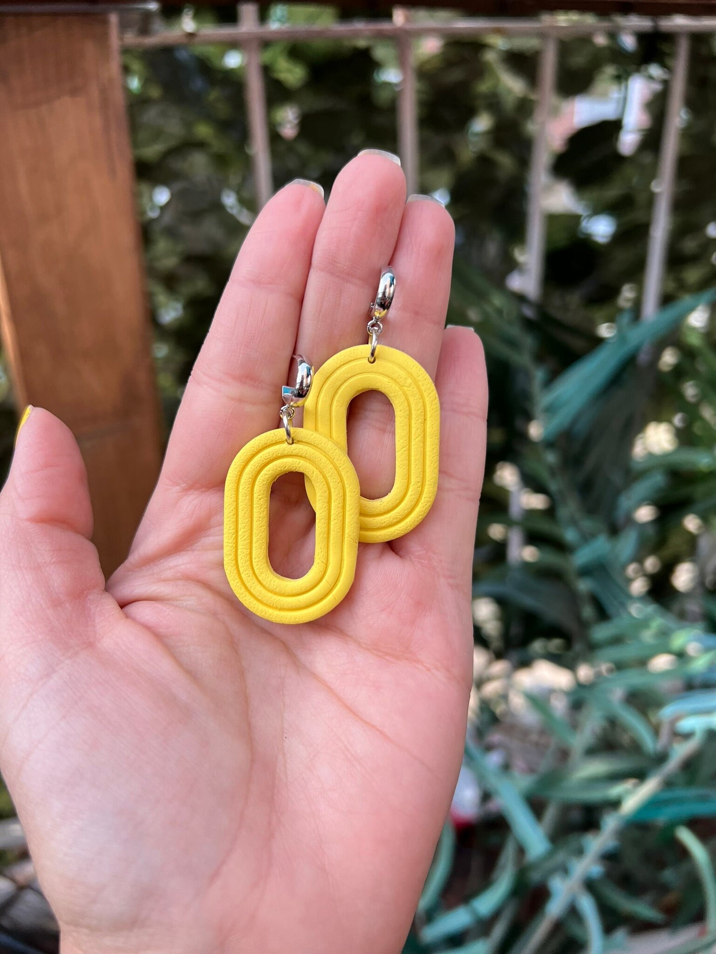 Polymer clay yellow dangle earrings