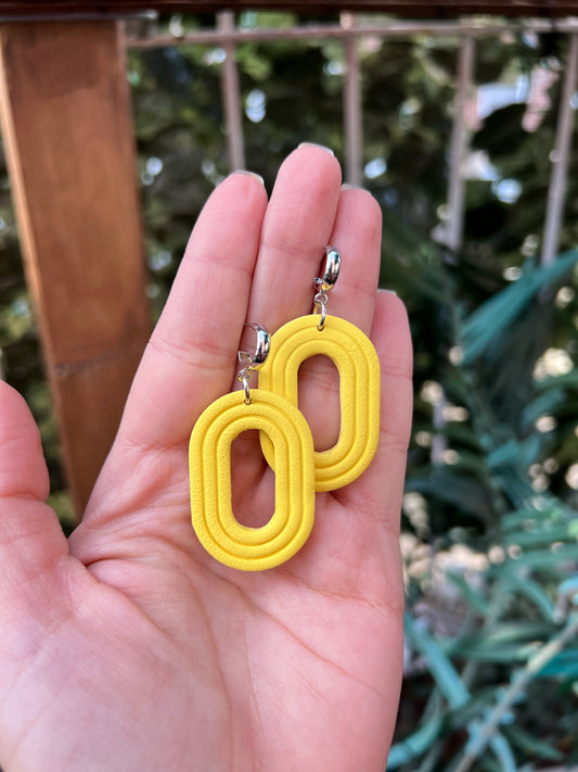 Polymer clay yellow dangle earrings