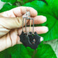 Handmade Polymer Clay Halloween Bat Earrings in Silver