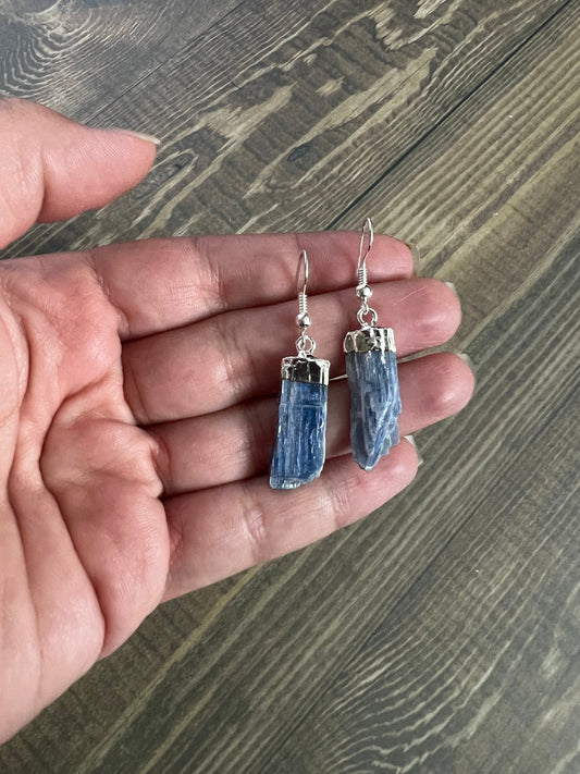 Blue Kyanite Silver Dangle Earrings