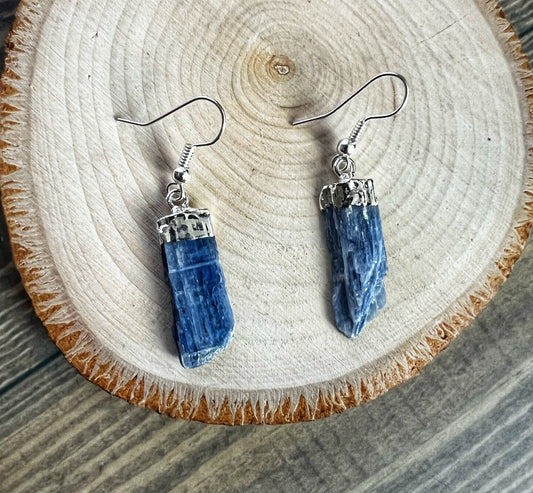 Blue Kyanite Silver Dangle Earrings