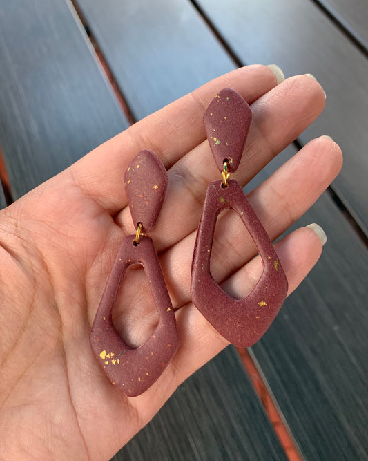 Maroon Dangle Polymer Clay Earrings | Clay Earrings Handmade | Christmas Gifts for Her | Holiday Gifts