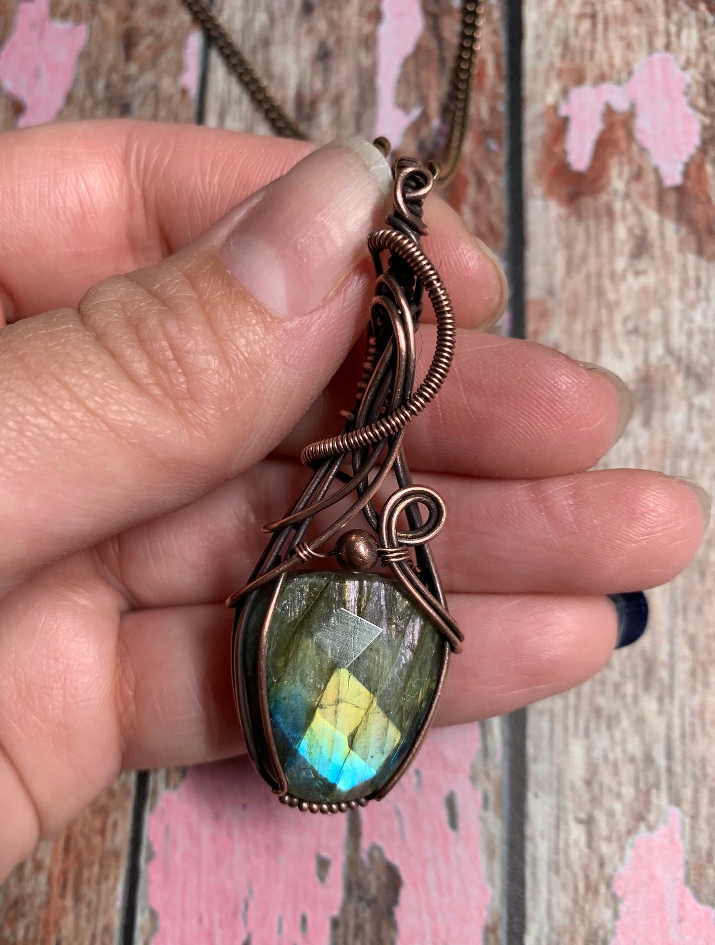 Faceted Labradorite Necklace- Handmade