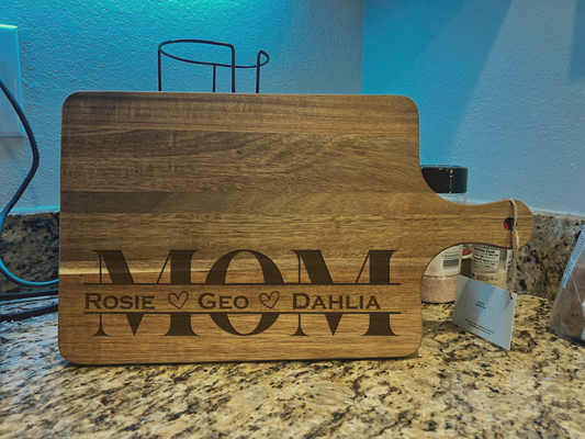 Personalized Charcuterie Cutting Board Mothers Day Gifts Custom Father's Day Gift Engraved Wood Kitchen Board Best Dad Ever Monogram or Kids' Names